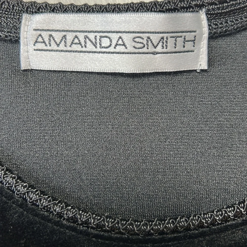 VTG Amanda‎ Smith Black Velvet Midi Maxi Dress  Stretchy Modest Comfy Holiday M